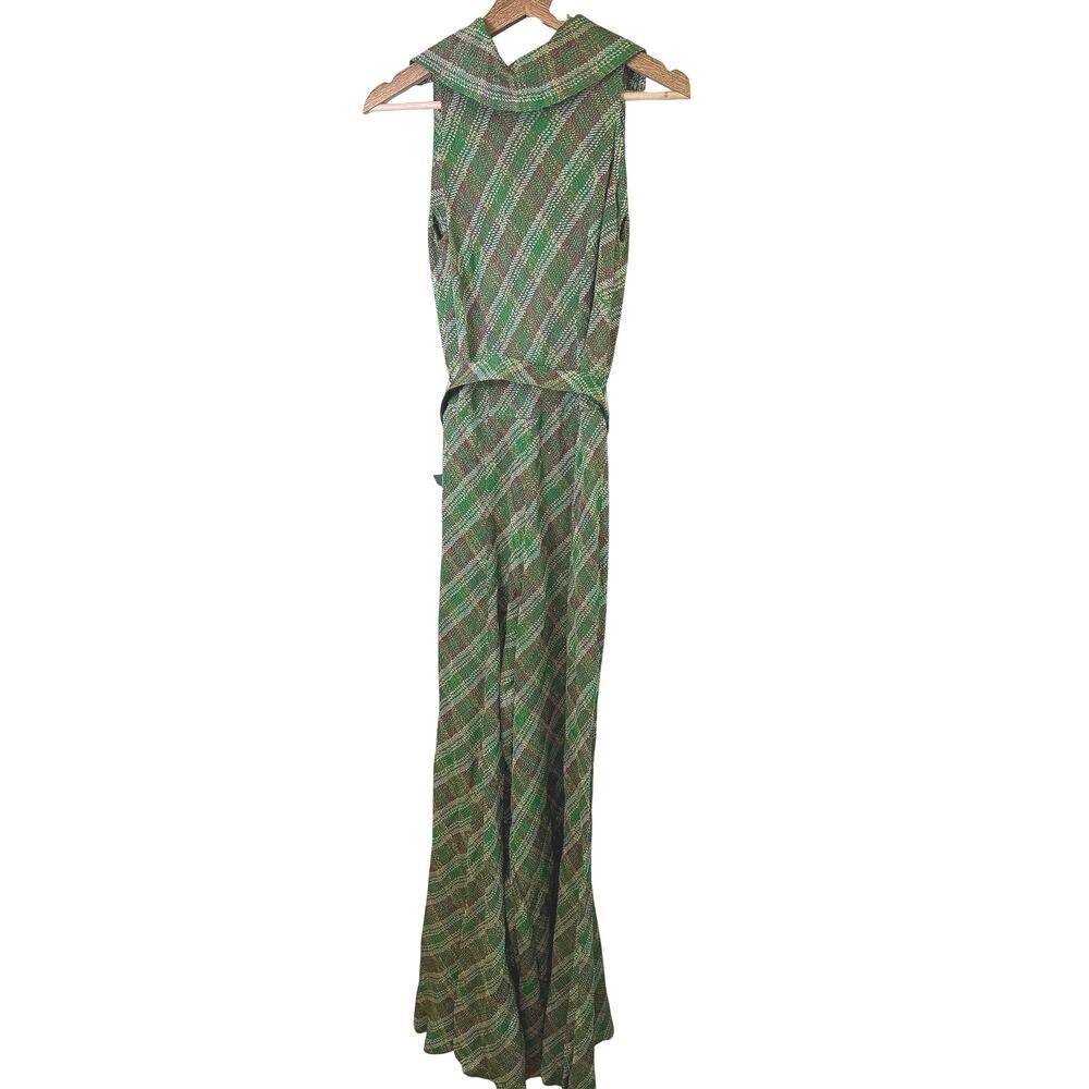 Vintage Lillie Rubin Green Plaid Wide Leg Jumpsuit & Jacket Belted 70s Glam - Picture 6 of 10